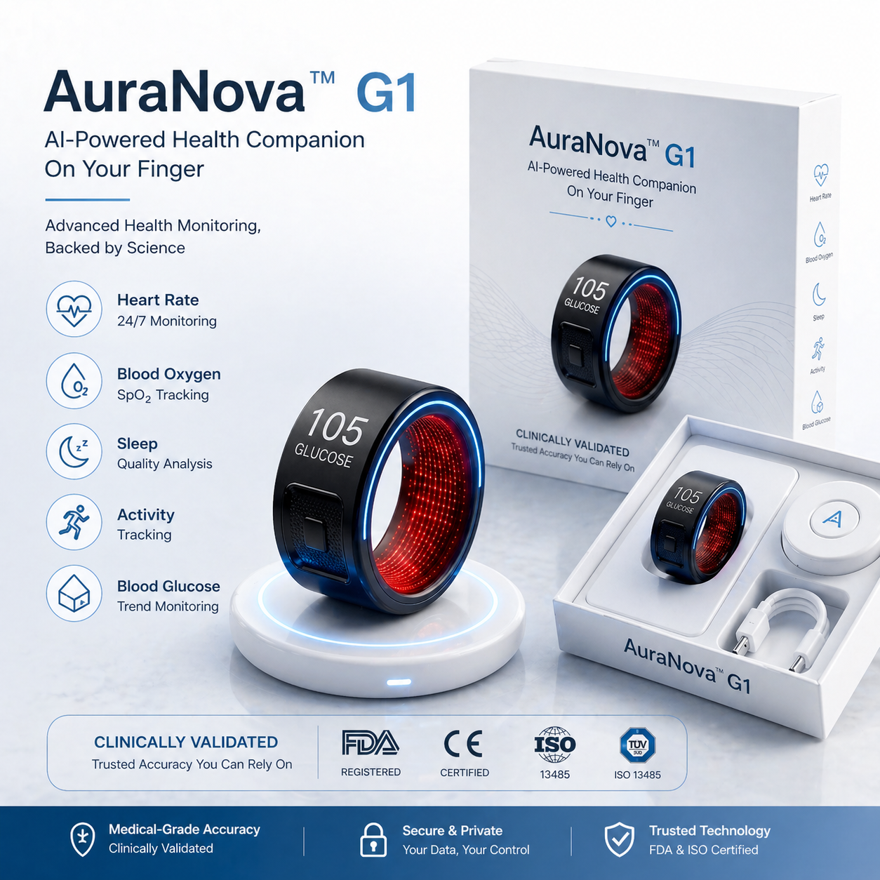 🎉 70% OFF Launch Offer🔥AuraNova™ G1 Non-Invasive Smart Ring