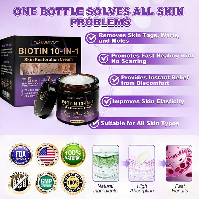 𝐔𝐒𝐀 𝐃𝐨𝐜𝐭𝐨𝐫 𝐑𝐞𝐜𝐨𝐦𝐦𝐞𝐧𝐝𝐞𝐝🌟|🔥LAST DAY 50% OFF - LUMIVO® Biotin 10-in-1 Skin Restoration Cream