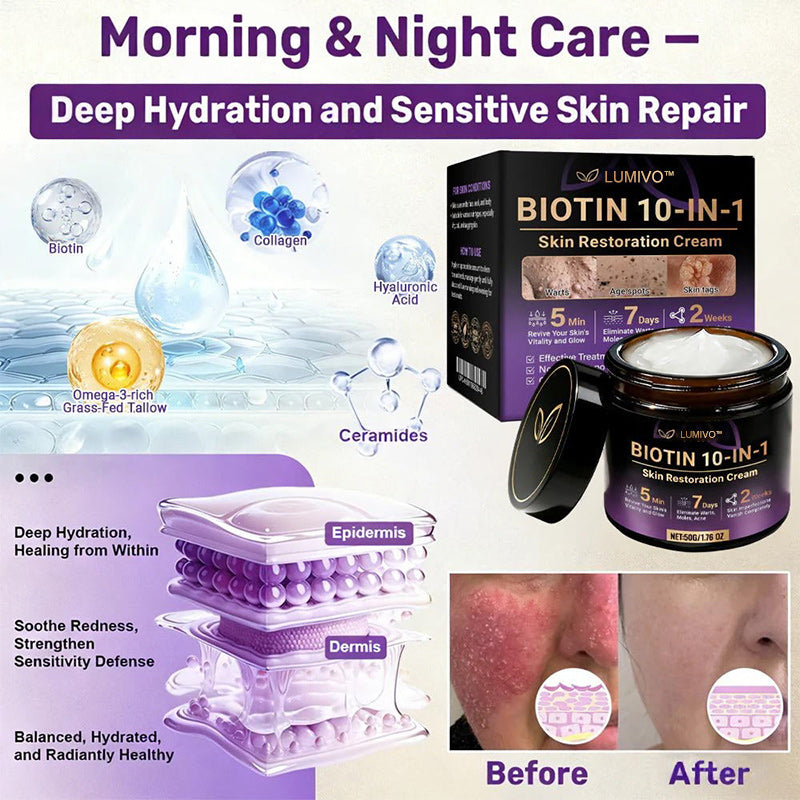 𝐔𝐒𝐀 𝐃𝐨𝐜𝐭𝐨𝐫 𝐑𝐞𝐜𝐨𝐦𝐦𝐞𝐧𝐝𝐞𝐝🌟|🔥LAST DAY 50% OFF - LUMIVO® Biotin 10-in-1 Skin Restoration Cream