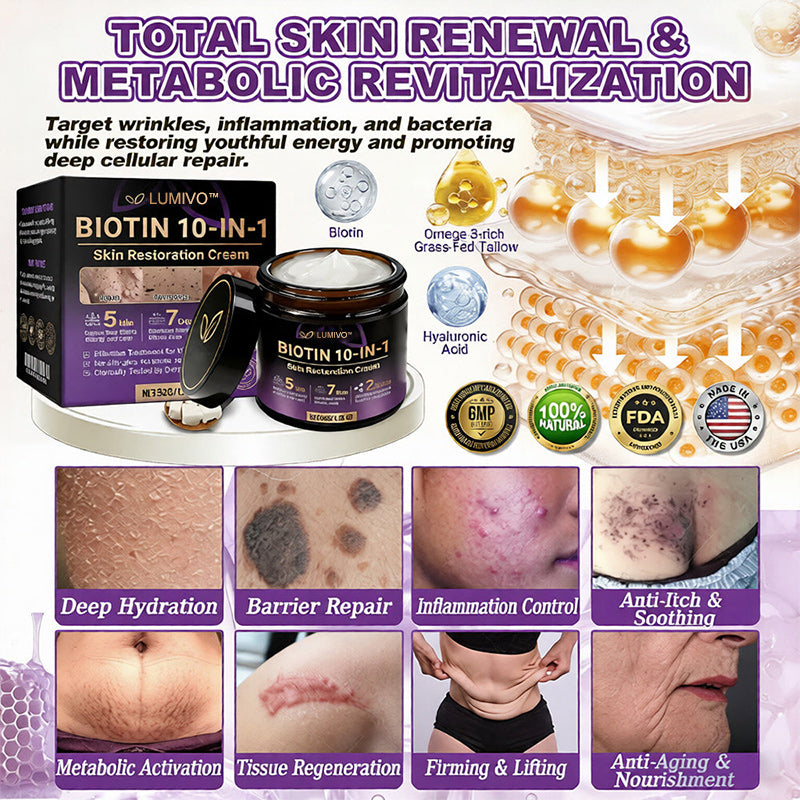 𝐔𝐒𝐀 𝐃𝐨𝐜𝐭𝐨𝐫 𝐑𝐞𝐜𝐨𝐦𝐦𝐞𝐧𝐝𝐞𝐝🌟|🔥LAST DAY 50% OFF - LUMIVO® Biotin 10-in-1 Skin Restoration Cream