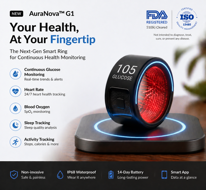 🎉 70% OFF Launch Offer🔥AuraNova™ G1 Non-Invasive Smart Ring